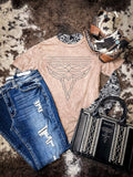 Western Boot Stitch Graphic Tee - Mocha