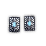 Windom Stud Earring - Silver - Western Jewelry - Faux Turquoise - Bronco Western Supply Co.