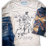 Wild Mustang Cowboy Graphic Tee - Off White