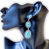 Billie Stone Stud Dangle Earrings - Turquoise/Silver