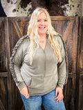 Savannah Ruffle Hoodie - Olive - Bronco Western Supply Co.