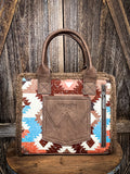 Wrangler Sherpa Tote Southwestern Print Canvas Tote/Crossbody - Coffee - Bronco Western Supply Co.