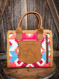 Wrangler Sherpa Tote Southwestern Print Canvas Tote/Crossbody - Brown - Bronco Western Supply Co.