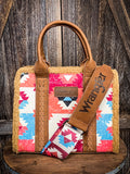 Wrangler Sherpa Tote Southwestern Print Canvas Tote/Crossbody - Brown - Bronco Western Supply Co.