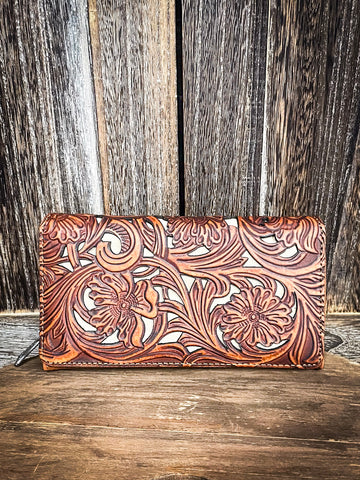 Piper Floral Tooled Wallet - Brown - Western - Montana West - Bronco Western Supply Co.