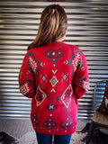 Crimson Canyon Aztec Knit Cardigan