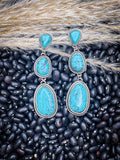 Billie Stone Stud Dangle Earrings - Turquoise/Silver