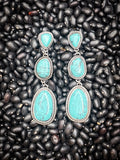 Billie Stone Stud Dangle Earrings - Turquoise/Silver