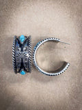 Nova Stud Hoop Earring - Silver/Turquoise