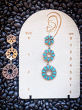 Daisy Stud Dangle Earrings - Turquoise