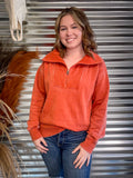 Lariat Luxe Half Zip Pullover - Rust - Casual - Basic Clothing - Bronco Western Supply Co.