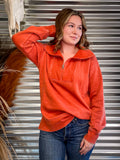 Lariat Luxe Half Zip Pullover - Rust - Casual - Basic Clothing - Bronco Western Supply Co.