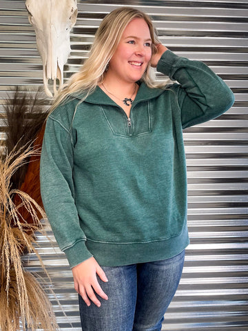 Lariat Luxe Half Zip Pullover - Hunter Green - Casual - Basic Clothing - Bronco Western Supply Co.