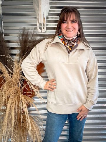 Lariat Luxe Half Zip Pullover - Beige - Western Fashion - Bronco Western Supply Co.