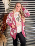 Checkered Miley Dot Cardigan - Pink - Sweater - Bronco Western Supply Co.