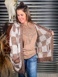 Checkered Miley Dot Cardigan - Brown - Sweater - Casual - Bronco Western Supply Co.