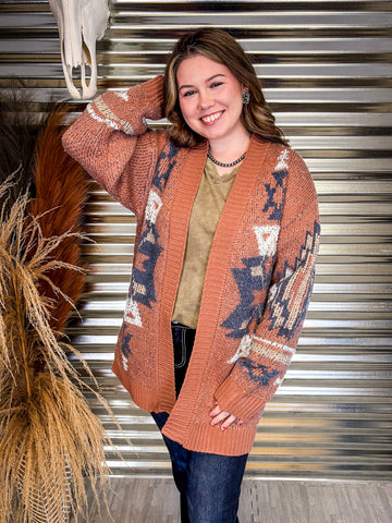 Sagebrush Aztec Cardigan - Mauve - Western Fashion - Bronco Western Supply Co.