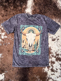 Western Cow Skull Graphic Tee - Vintage Black - Western Fashion - Tee - Bronco Western Supply Co.