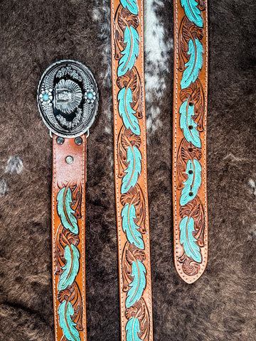 Myra Bag - Radianite Hand Tooled Belt - Western Belt - Bronco Western Supply Co.