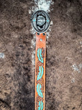 Myra Bag - Radianite Hand Tooled Belt - Western Belt - Bronco Western Supply Co.