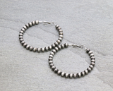 Dara Navajo Style Pearl Hoop Earrings - Silver - Jewelry - Bronco Western Supply Co.