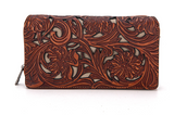 Piper Floral Tooled Wallet - Brown - Western - Montana West - Bronco Western Supply Co.