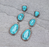 Billie Stone Stud Dangle Earrings - Turquoise/Silver