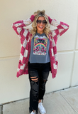 Checkered Miley Dot Cardigan - Pink - Sweater - Bronco Western Supply Co.