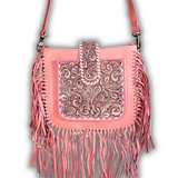 Myra Bag - Oro Valley Hand Tooled Bag in Pink