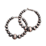 Vera Navajo Style Pearl Hoops - Copper