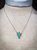 Cactus Pendant Necklace - Turquoise - Jewelry - Bronco Western Supply Jewelry - Bronco Western Supply Co.