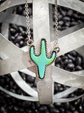 Cactus Pendant Necklace - Turquoise - Jewelry - Bronco Western Supply Jewelry - Bronco Western Supply Co.