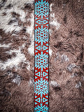 "Dakota" Aztec Embossed Brown/Turquoise Hooey Belt - Apparel - Hooey - Bronco Western Supply Co.