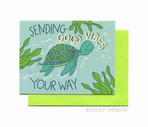 Good Vibes Sea Turtle Greeting Card - Gift Items - Lucky Sardine - Bronco Western Supply Co.