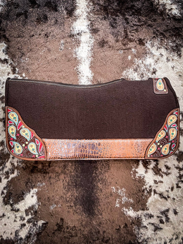 Hand Painted Paisley Saddle Pad - Brown - Saddle Pads - Tough 1 - Bronco Western Supply Co.