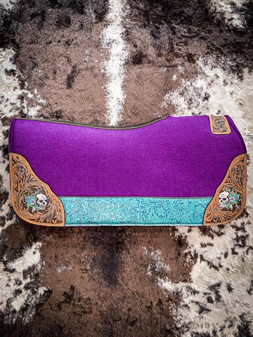 Hand Painted Salvador Saddle Pad - Purple - Saddle Pads - Tough 1 - Bronco Western Supply Co.