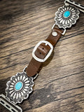 Hattie Western Style Apple Watch Turquoise and Leather Bands - Accessories - Bronco Western Supply Jewelry - Bronco Western Supply Co.