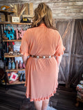 Isla Ruffle Shirt Dress - Apricot - Women - Bronco Western Supply Co. - Bronco Western Supply Co.