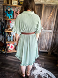 Isla Ruffle Shirt Dress - Sage - Women - Bronco Western Supply Co. - Bronco Western Supply Co.