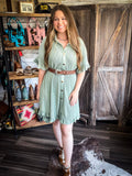 Isla Ruffle Shirt Dress - Sage - Women - Bronco Western Supply Co. - Bronco Western Supply Co.