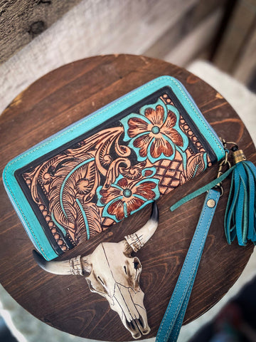 Myra Bag - Creek Blossom Hand - tooled Wallet - Purses & Wallets - Myra Bag - Bronco Western Supply Co.