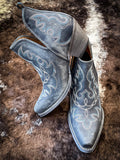 Myra Bag - Maisie Stitched Leather Booties in Dusty Blue - Women's Shoes - Myra Bag - Bronco Western Supply Co.