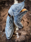 Myra Bag - Maisie Stitched Leather Booties in Dusty Blue - Women's Shoes - Myra Bag - Bronco Western Supply Co.