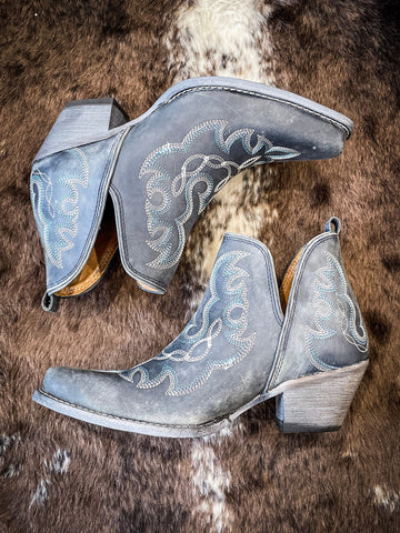 Myra Bag - Maisie Stitched Leather Booties in Dusty Blue - Women's Shoes - Myra Bag - Bronco Western Supply Co.