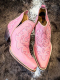 Myra Bag - Maisie Stitched Leather Booties in Pink - Women's Shoes - Myra Bag - Bronco Western Supply Co.