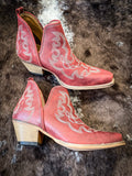 Myra Bag - Maisie Stitched Leather Booties in Red - Women's Shoes - Myra Bag - Bronco Western Supply Co.