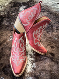 Myra Bag - Maisie Stitched Leather Booties in Red - Women's Shoes - Myra Bag - Bronco Western Supply Co.