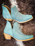 Myra Bag - Maisie Stitched Leather Booties in Turquoise - Women's Shoes - Myra Bag - Bronco Western Supply Co.