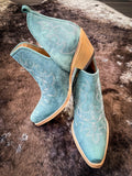 Myra Bag - Maisie Stitched Leather Booties in Turquoise - Women's Shoes - Myra Bag - Bronco Western Supply Co.