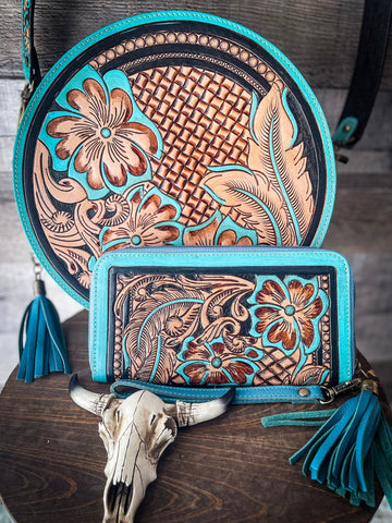 Myra Bag - Priceless Love Hand - Tooled Round Bag - Purses & Wallets - Bronco Western Supply Co.